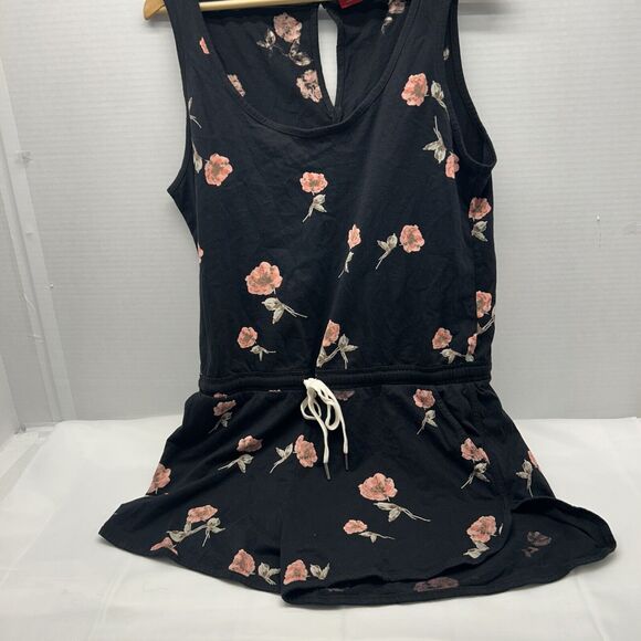 n:PHILANTHROPY Pants - PHILANTHROPY Black Floral Romper XL Drawstring Waist Pockets NWOT